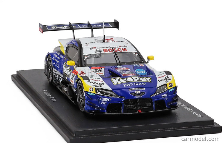 Toyota Supra GR Team Keeper Cerumo N°38 GT500 Class Super GT 2025 Hiroaki Ishiura - Toshiki Oyu 1:43 Spark Model modrá čierna biela