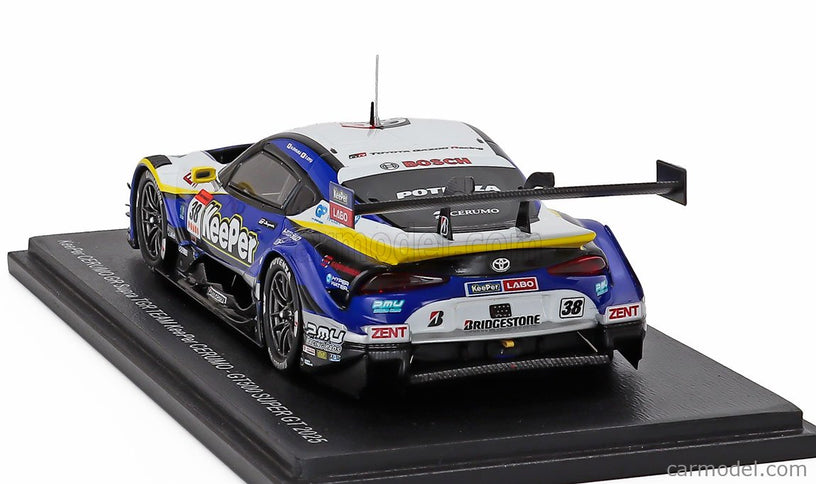 Toyota Supra GR Team Keeper Cerumo N°38 GT500 Class Super GT 2025 Hiroaki Ishiura - Toshiki Oyu 1:43 Spark Model modrá čierna biela