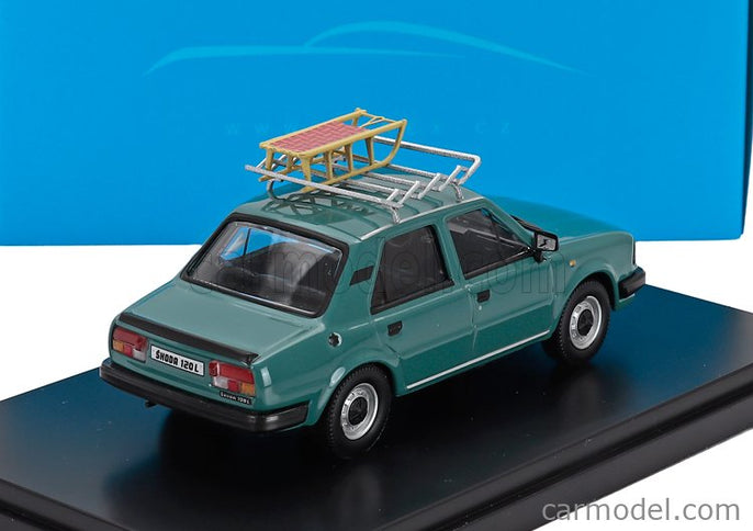 Skoda 120L 1984 With Snow Sledge - Con Slittino 1:42 Abrex tyrkysová