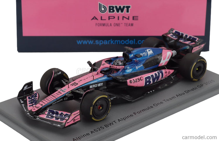 Alpine F1 A525 Team Bwt Alpine N°10 Abu Dhabi GP 2025 Pierre Gasly 1:43 Spark Model čierna modrá ružová