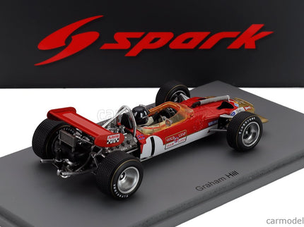 Lotus F1 49B N°1 German GP 1969 Graham Hill 1:43 Spark Model červená zlatá