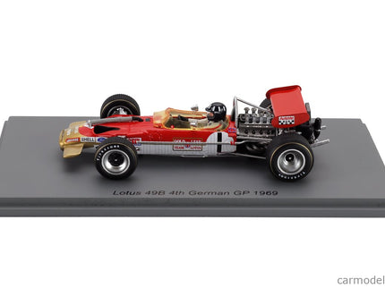 Lotus F1 49B N°1 German GP 1969 Graham Hill 1:43 Spark Model červená zlatá