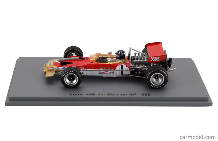 Lotus F1 49B N°1 German GP 1969 Graham Hill 1:43 Spark Model červená zlatá