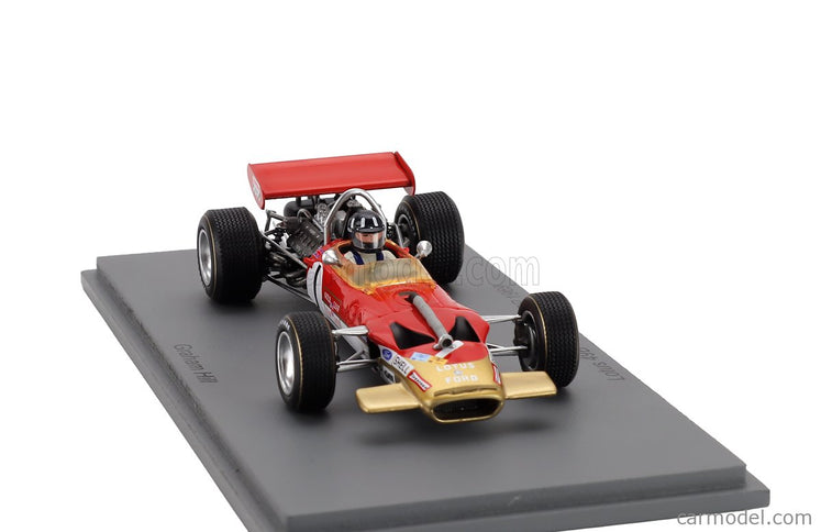 Lotus F1 49B N°1 German GP 1969 Graham Hill 1:43 Spark Model červená zlatá