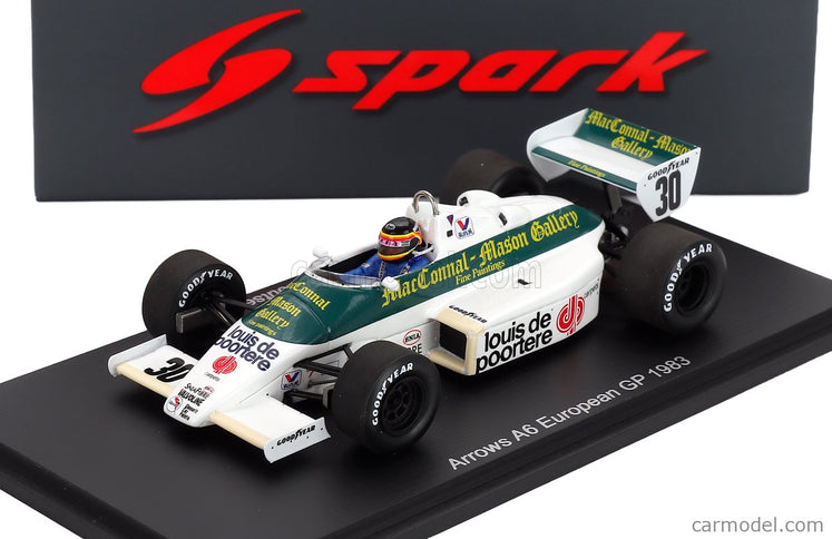 Arrows F1 A6 N°30 Europe GP 1983 Thierry Boutsen 1:43 Spark Model biela zelená
