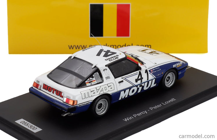 Mazda RX-7 Team Motul TWR N°41 24h Spa 1981 Pete Lovett - Win Percy 1:43 Spark Model biela modrá