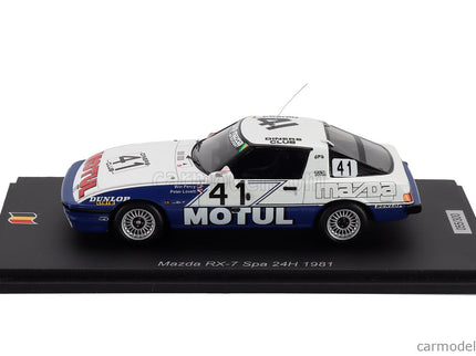 Mazda RX-7 Team Motul TWR N°41 24h Spa 1981 Pete Lovett - Win Percy 1:43 Spark Model biela modrá