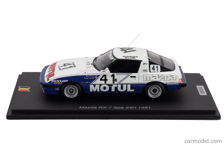 Mazda RX-7 Team Motul TWR N°41 24h Spa 1981 Pete Lovett - Win Percy 1:43 Spark Model biela modrá
