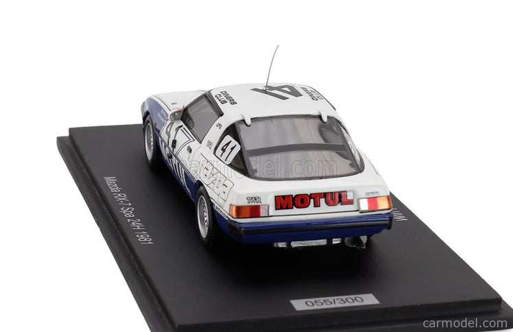 Mazda RX-7 Team Motul TWR N°41 24h Spa 1981 Pete Lovett - Win Percy 1:43 Spark Model biela modrá