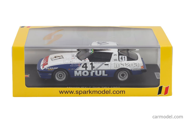 Mazda RX-7 Team Motul TWR N°41 24h Spa 1981 Pete Lovett - Win Percy 1:43 Spark Model biela modrá