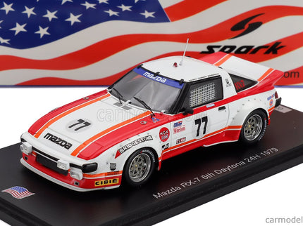 Mazda RX-7 N°77 24h Daytona 1979 Walt Bohren - Amos Johnson - Roger Mandeville 1:43 Spark Model biela červená