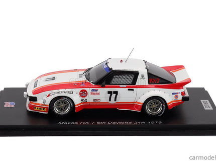 Mazda RX-7 N°77 24h Daytona 1979 Walt Bohren - Amos Johnson - Roger Mandeville 1:43 Spark Model biela červená
