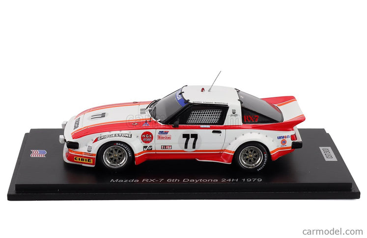 Mazda RX-7 N°77 24h Daytona 1979 Walt Bohren - Amos Johnson - Roger Mandeville 1:43 Spark Model biela červená