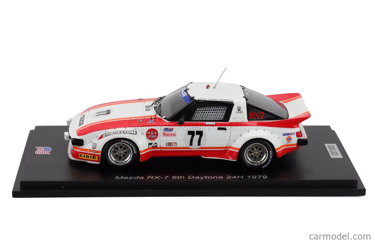 Mazda RX-7 N°77 24h Daytona 1979 Walt Bohren - Amos Johnson - Roger Mandeville 1:43 Spark Model biela červená