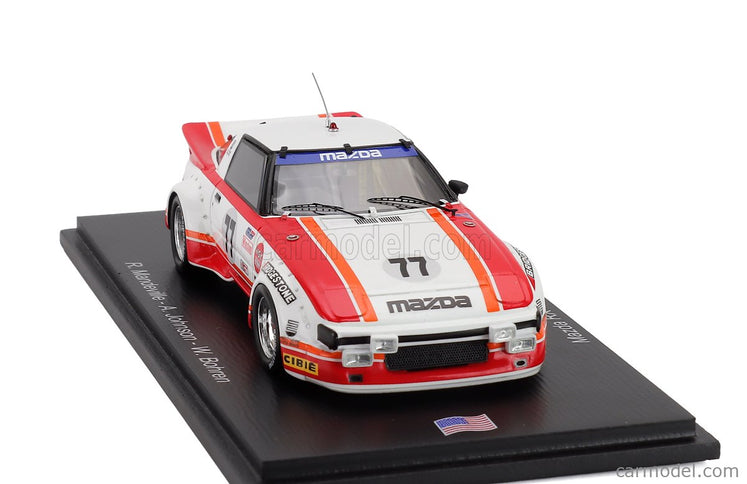 Mazda RX-7 N°77 24h Daytona 1979 Walt Bohren - Amos Johnson - Roger Mandeville 1:43 Spark Model biela červená