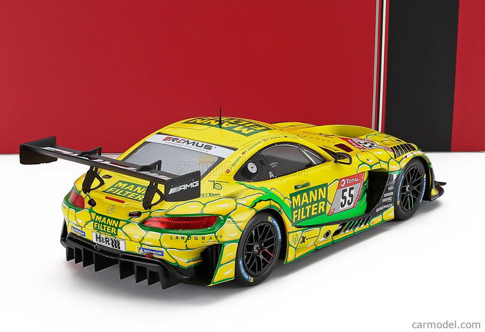 Mercedes Benz AMG GT3 Team Landgraf N°55 24h Nurburugring 2022 Patrick Assenheimer - Luca Sandro Trefz - Dominik Baumann - Julien Apotheloz 1:18 IXO Models žltá zelená