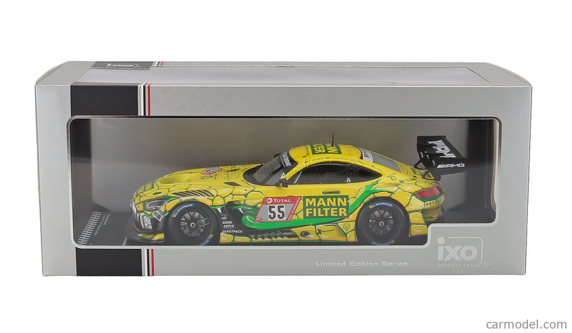 Mercedes Benz AMG GT3 Team Landgraf N°55 24h Nurburugring 2022 Patrick Assenheimer - Luca Sandro Trefz - Dominik Baumann - Julien Apotheloz 1:18 IXO Models žltá zelená