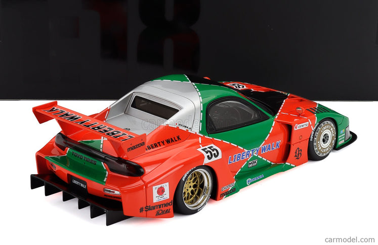 Mazda RX-7 (FD3S) LB Works Super Silhouette 787B N°55 Livery 2024 1:18 GT Spirit oranžová zelená