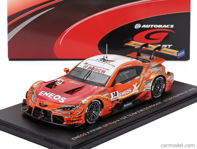Toyota GR Supra Team Eneos Rookie N°14 GT500 Class Super GT 2025 Kazuya Oshima - Nirei Fukuzumi 1:43 Spark Model oranžová červená biela