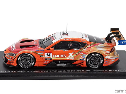 Toyota GR Supra Team Eneos Rookie N°14 GT500 Class Super GT 2025 Kazuya Oshima - Nirei Fukuzumi 1:43 Spark Model oranžová červená biela