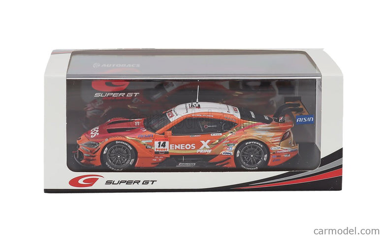 Toyota GR Supra Team Eneos Rookie N°14 GT500 Class Super GT 2025 Kazuya Oshima - Nirei Fukuzumi 1:43 Spark Model oranžová červená biela