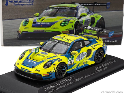 Porsche 911 992 GT3 R Team Joos BY Racemotion N°91 Adac GT Masters 2023 Finn Gehrsitz - Sven Muller 1:43 Minichamps žltá modrá