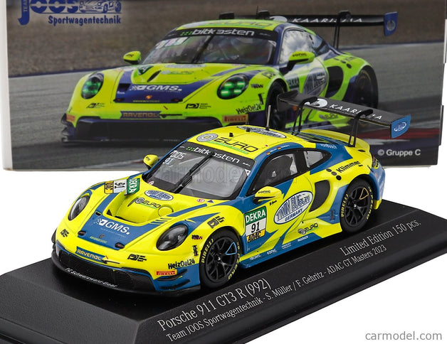 Porsche 911 992 GT3 R Team Joos BY Racemotion N°91 Adac GT Masters 2023 Finn Gehrsitz - Sven Muller 1:43 Minichamps žltá modrá