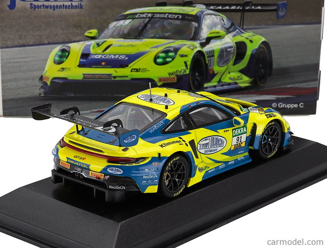 Porsche 911 992 GT3 R Team Joos BY Racemotion N°91 Adac GT Masters 2023 Finn Gehrsitz - Sven Muller 1:43 Minichamps žltá modrá