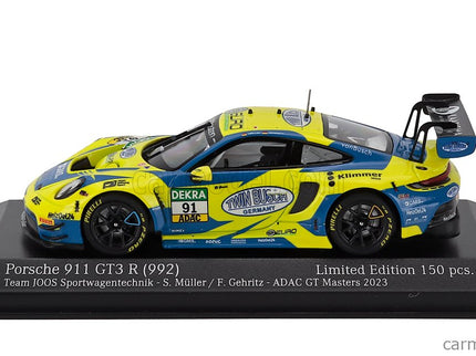 Porsche 911 992 GT3 R Team Joos BY Racemotion N°91 Adac GT Masters 2023 Finn Gehrsitz - Sven Muller 1:43 Minichamps žltá modrá