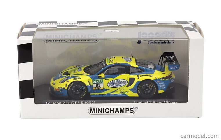 Porsche 911 992 GT3 R Team Joos BY Racemotion N°91 Adac GT Masters 2023 Finn Gehrsitz - Sven Muller 1:43 Minichamps žltá modrá