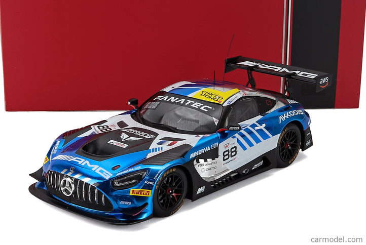 Mercedes Benz AMG GT3 EVO Team Akkodis Asp N°88 Champion Gtwc Sezóna 2023 Raffaele Marciello - Timur Boguslavskiy - Jules Gounon 1:18 IXO Models modrá biela čierna