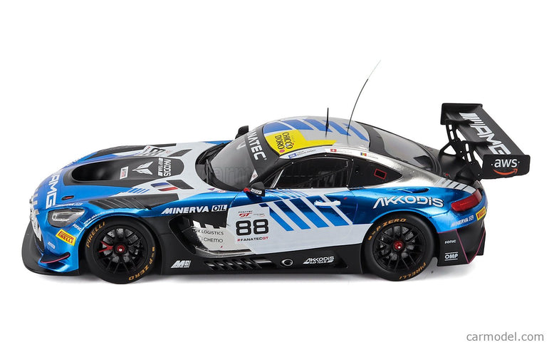 Mercedes Benz AMG GT3 EVO Team Akkodis Asp N°88 Champion Gtwc Sezóna 2023 Raffaele Marciello - Timur Boguslavskiy - Jules Gounon 1:18 IXO Models modrá biela čierna