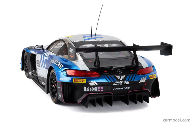 Mercedes Benz AMG GT3 EVO Team Akkodis Asp N°88 Champion Gtwc Sezóna 2023 Raffaele Marciello - Timur Boguslavskiy - Jules Gounon 1:18 IXO Models modrá biela čierna