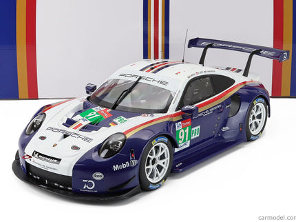 Porsche 911 991 RSR Porsche GT Team N°91 2. Miesto Lmgte Pro 24h Le Mans 2018 Richard Lietz - Gianmaria Bruni - Frederic Makowiecki 1:12 IXO Models modrá biela