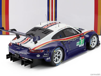 Porsche 911 991 RSR Porsche GT Team N°91 2. Miesto Lmgte Pro 24h Le Mans 2018 Richard Lietz - Gianmaria Bruni - Frederic Makowiecki 1:12 IXO Models modrá biela