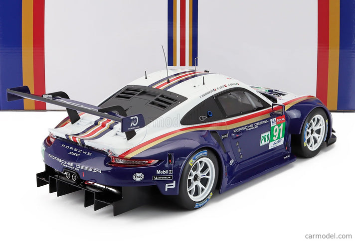 Porsche 911 991 RSR Porsche GT Team N°91 2. Miesto Lmgte Pro 24h Le Mans 2018 Richard Lietz - Gianmaria Bruni - Frederic Makowiecki 1:12 IXO Models modrá biela