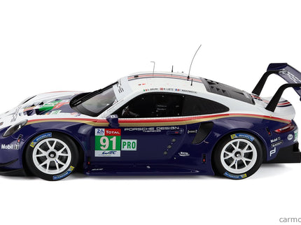 Porsche 911 991 RSR Porsche GT Team N°91 2. Miesto Lmgte Pro 24h Le Mans 2018 Richard Lietz - Gianmaria Bruni - Frederic Makowiecki 1:12 IXO Models modrá biela