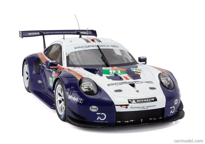 Porsche 911 991 RSR Porsche GT Team N°91 2. Miesto Lmgte Pro 24h Le Mans 2018 Richard Lietz - Gianmaria Bruni - Frederic Makowiecki 1:12 IXO Models modrá biela