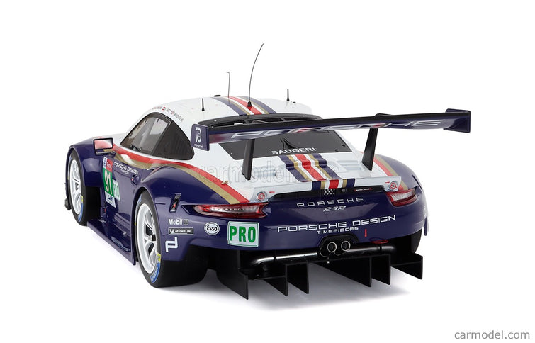 Porsche 911 991 RSR Porsche GT Team N°91 2. Miesto Lmgte Pro 24h Le Mans 2018 Richard Lietz - Gianmaria Bruni - Frederic Makowiecki 1:12 IXO Models modrá biela