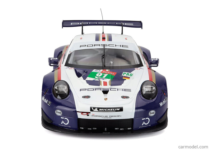 Porsche 911 991 RSR Porsche GT Team N°91 2. Miesto Lmgte Pro 24h Le Mans 2018 Richard Lietz - Gianmaria Bruni - Frederic Makowiecki 1:12 IXO Models modrá biela