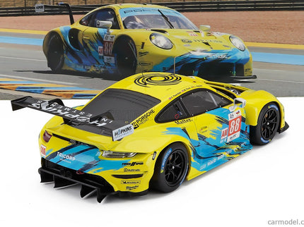 Porsche 911 991 RSR-19 4.2L Team Dempsey Proton Racing N°88 24h Le Mans 2022 Fred Poordad - Maxwell Root - Jan Heylen 1:18 IXO Models žltá svetlomodrá