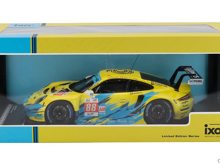 Porsche 911 991 RSR-19 4.2L Team Dempsey Proton Racing N°88 24h Le Mans 2022 Fred Poordad - Maxwell Root - Jan Heylen 1:18 IXO Models žltá svetlomodrá