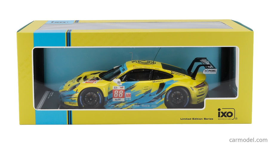 Porsche 911 991 RSR-19 4.2L Team Dempsey Proton Racing N°88 24h Le Mans 2022 Fred Poordad - Maxwell Root - Jan Heylen 1:18 IXO Models žltá svetlomodrá