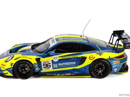 Porsche 911 992 GT3 R 4.2L Team Rutronik Racing N°96 24h Spa 2024 Julien Andlauer - Sven Muller - Patric Niederhauser 1:18 IXO Models žltá modrá