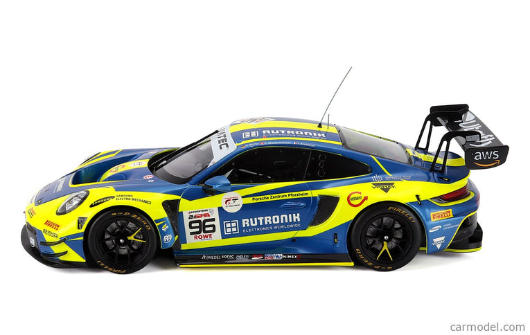 Porsche 911 992 GT3 R 4.2L Team Rutronik Racing N°96 24h Spa 2024 Julien Andlauer - Sven Muller - Patric Niederhauser 1:18 IXO Models žltá modrá