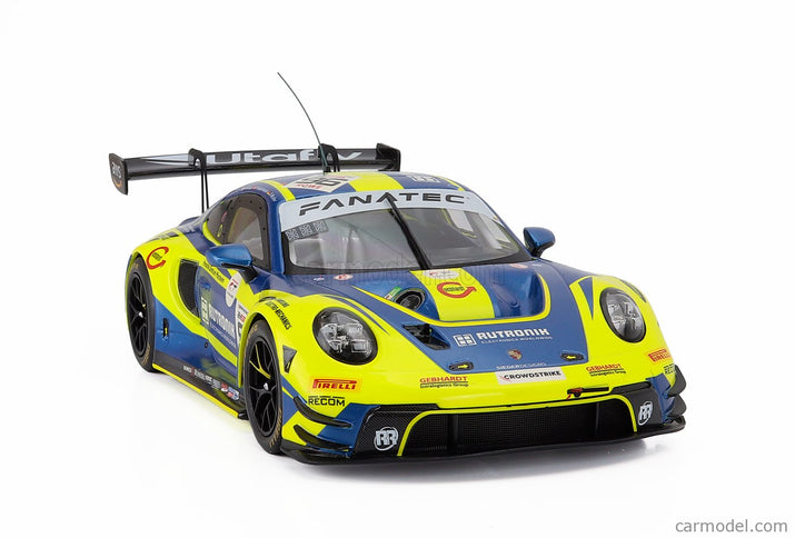 Porsche 911 992 GT3 R 4.2L Team Rutronik Racing N°96 24h Spa 2024 Julien Andlauer - Sven Muller - Patric Niederhauser 1:18 IXO Models žltá modrá