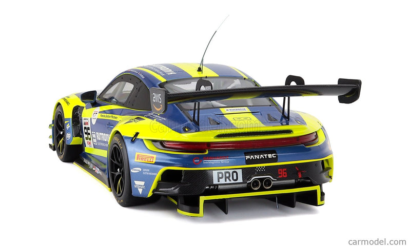 Porsche 911 992 GT3 R 4.2L Team Rutronik Racing N°96 24h Spa 2024 Julien Andlauer - Sven Muller - Patric Niederhauser 1:18 IXO Models žltá modrá