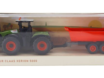 Claas Xerion 5000 Tractor With Trailer 2017 1:43 Norev zelená červená