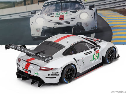 Porsche 911 991-2 RSR-19 4.2L Team Porsche GT N°92 24h Le Mans 2021 Michael Christensen - Kevin Estre - Neel Jani 1:18 IXO Models biela sivá červená