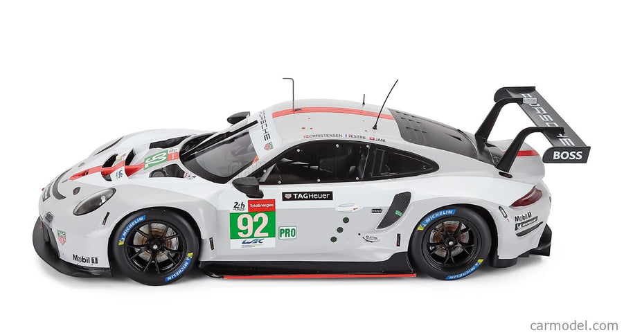 Porsche 911 991-2 RSR-19 4.2L Team Porsche GT N°92 24h Le Mans 2021 Michael Christensen - Kevin Estre - Neel Jani 1:18 IXO Models biela sivá červená